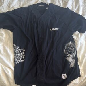 Supreme Black Jersey Shirt with Graphic Design